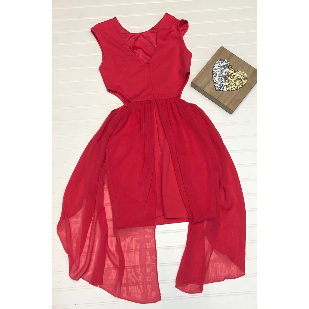 ASOS Petite Coral Pink Side Cut Outs Mini Dress - Picture 7 of 8
